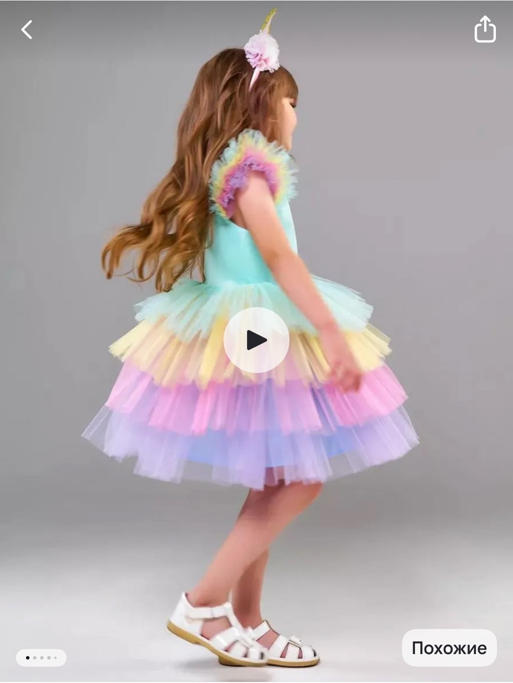 Pastel Rainbow Tulle Unicorn Costume Dress for Kids - Mint Bodice